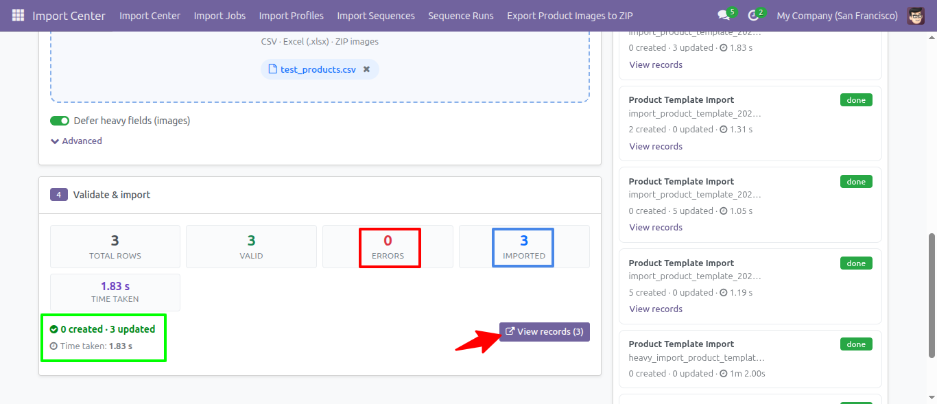 Import Results Summary